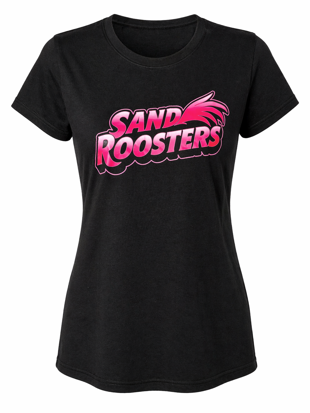 Womens Sand Roosters Pink Logo Short Sleeve T-Shirt