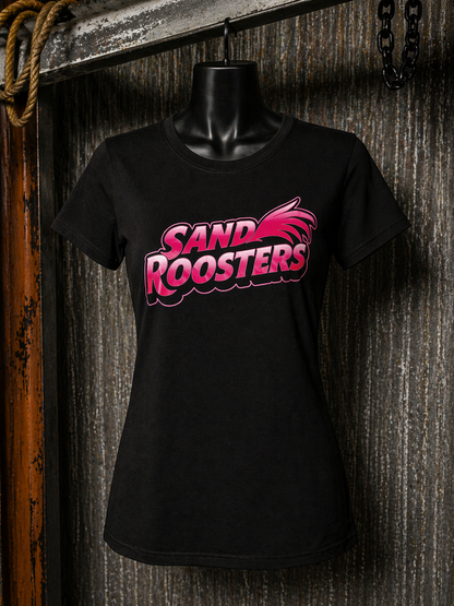 Womens Sand Roosters Pink Logo Short Sleeve T-Shirt
