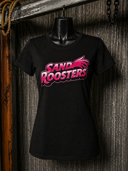 Womens Sand Roosters Pink Logo Short Sleeve T-Shirt