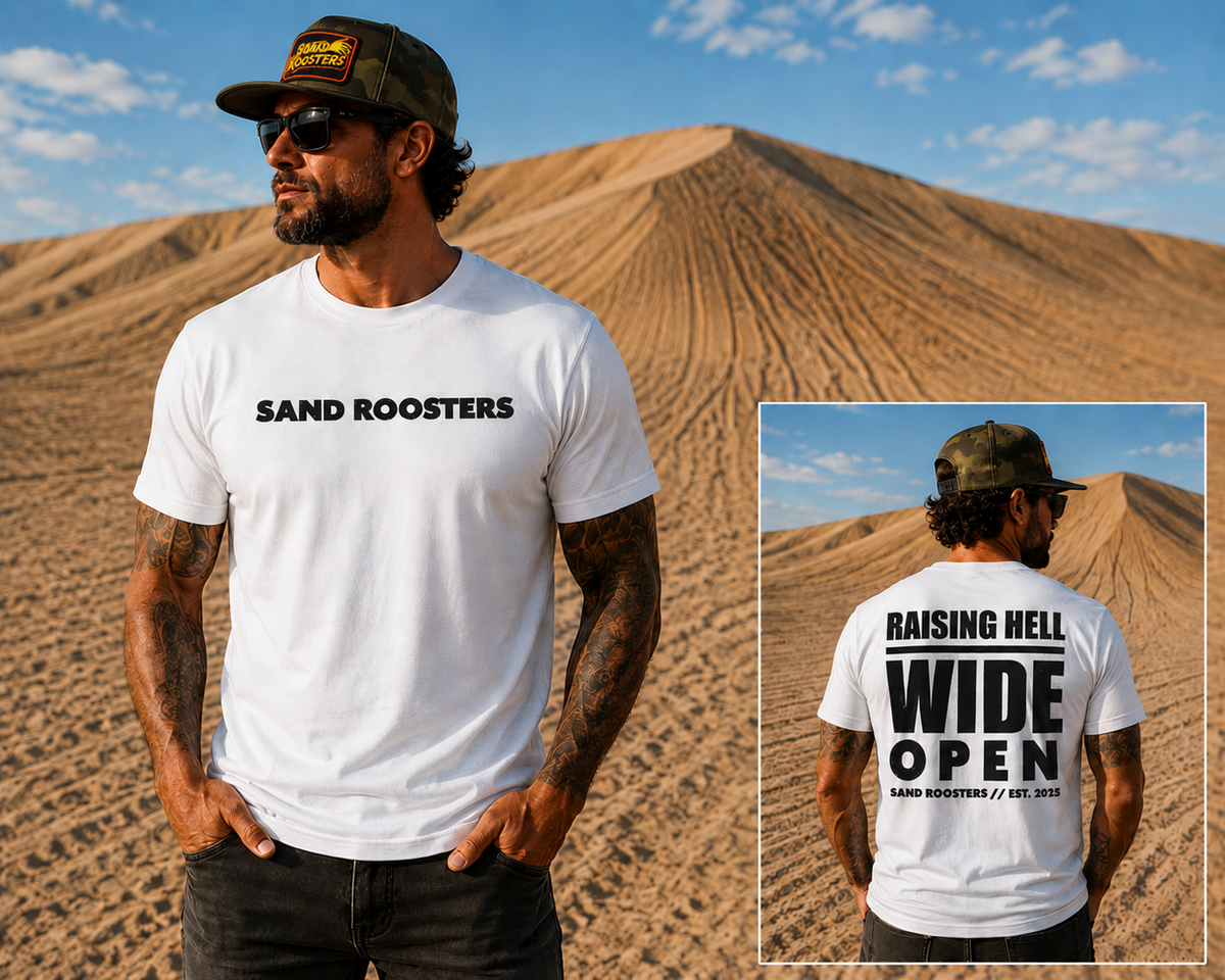 **PRE ORDER**Raisng Hell Wide Open TShirt (White)